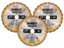 DEWALT Construction Circular Saw Blade 3 Pack 216 x 30mm  2 x 24T 1 x 40T £34.99